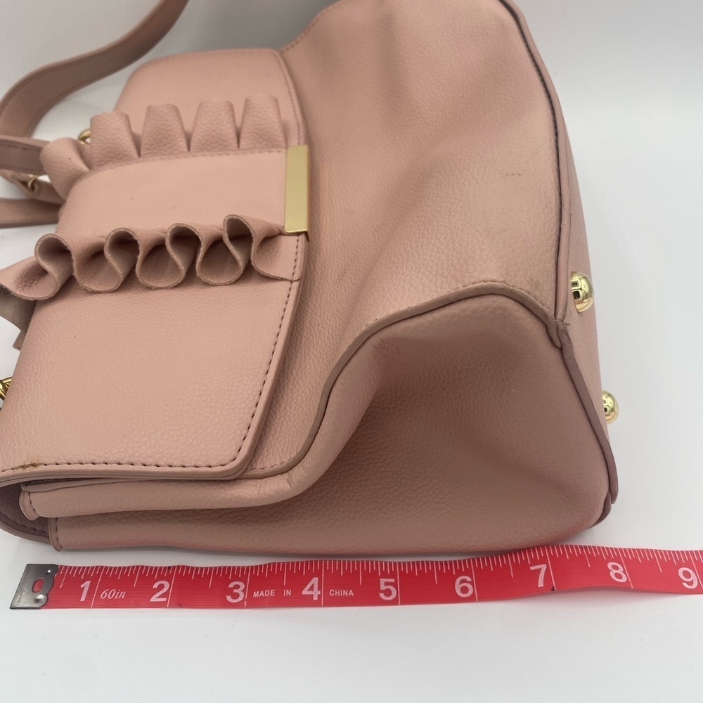 Blush Crossbody Bag with Ruffle Detail - Picture 9 of 11